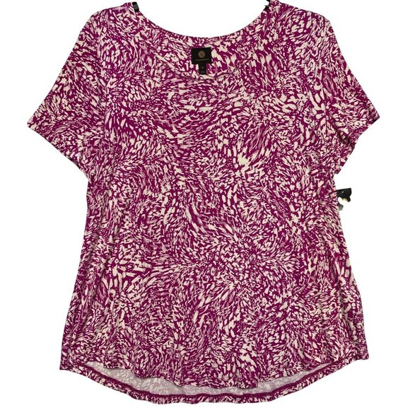 JM Collection XXL Rayon Span Knit Top Purple Fizz Short Sleeve Made In Indonesia - Picture 1 of 9